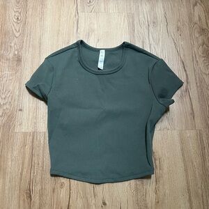 ALO Yoga Dark Green Ribbed Crop Top